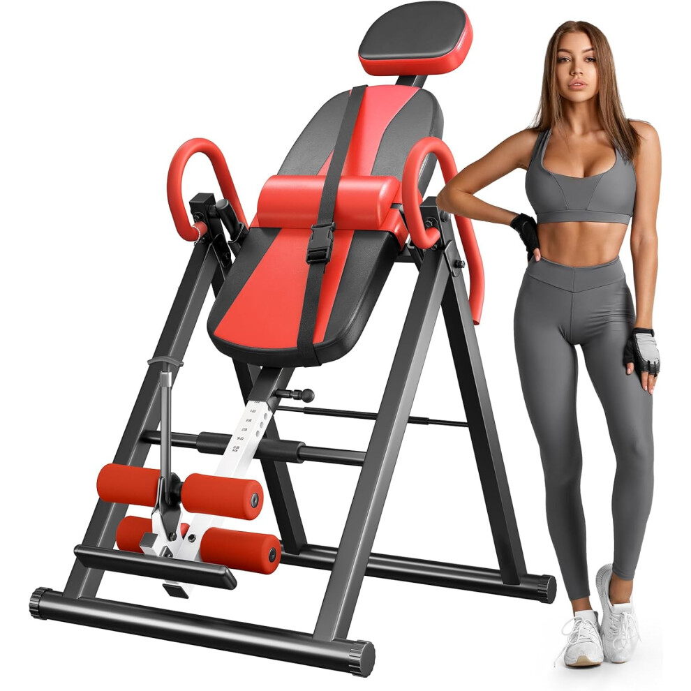 Dprodo Heavy Duty Inversion Table With 6 Adjustable Angles, Foldable Back Stretcher For Pain Relief, 300Lbs Capacity, 12 Height Settings For Home Gym
