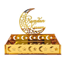 Acrylic Eid Mubarak Food Tray Ramadan Kareem Dessert Fruit Plate Moon Star Castle Islamic Muslim Festival Decor Gift,B
