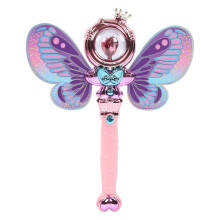 Varita mágica brillante para pequeñas princesas con luces LED giratorias y melodías alegres. Accesorios de juguete con temática de copo de nieve