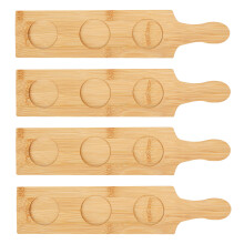4PCS Flight Board for Tatting: 3 Nest Bamboo Holder whiskey, , Beverage Glass Jars