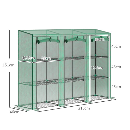 Outsunny Outsunny 3 Tier Lean-to Mini Greenhouse with PE Cover, Green 2