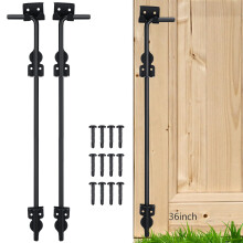 36 Inch Heavy Duty Cane Bolt Gate Latch with Weatherproof Black Finish for Wooden and Metal Gates