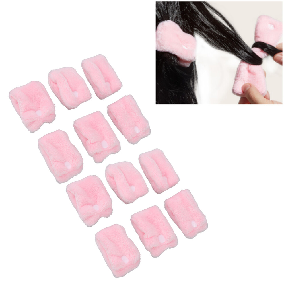 Coral/Pink Fleece Hair Curlers 12Pcs Heatless Curling Styling Tools