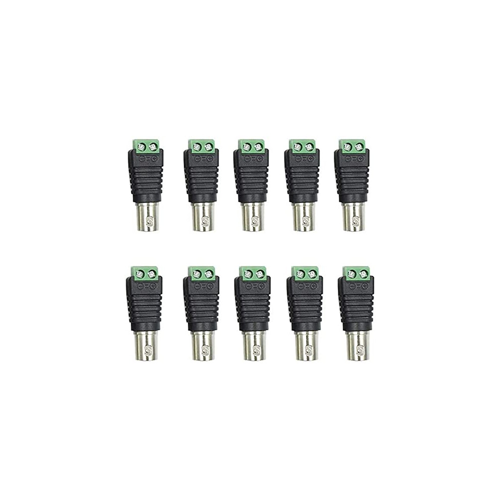 Bnc Female Connector Screw Terminal Adapter For Cctv Camera Video Balun Coaxial Cat5, 10 Pcs Green 9771547204251