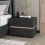 Solid Wood Nightstand with Drawers, Modern Bedside Table with LED Lights, Leather Wrapped, Black 1