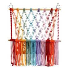Stuffed Hammock Space Saving Boho Macrame Wall Hanging Handwoven Plush Toys Holder Net for Room Decor,A
