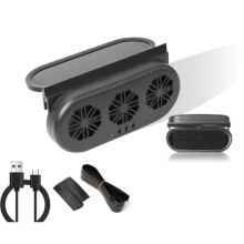 Solar Powered Car Exhaust Fan 3 Electric Car Cooling Fan USB Charging Window Ventilator Front Rear Radiator A