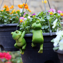 Cute Frog Figurines Hanging Animal Statue, Resin Pot Climbing Sculpture Outdoor Statues Ornaments Decor for Flower Pot