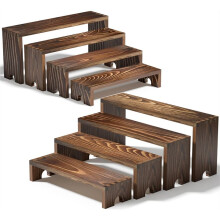 2 Set Large Wooden Tiered Riser Display Stands,Stackable Perfume Organizer Cologne Stand,Wooden Cupcake Dessert Stand