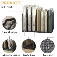 Metal 7-Section File Folder Organizer for Desk Vertical Office File Holder Duty Mesh Document Sorter for Books, Binder
