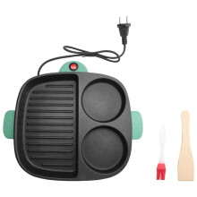 3 in 1 Electric Omelette Pan Barbecue Pan Electric Cooker Multifunction Non-Stick Hotpot Steamer Steak Frying A EU Plug