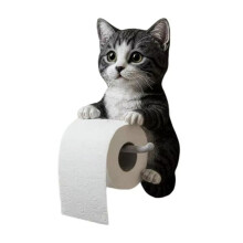 Adorable Cats Shapeds Wall Mounted Toilet Holder Organizers for Bathroom Space Saving Resin Design Easy Installation A