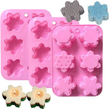 3 Pack Christmas Snowflake Silicone Candle Soap Molds for DIY Christmas Holiday Party Handmade Decoration Supplies