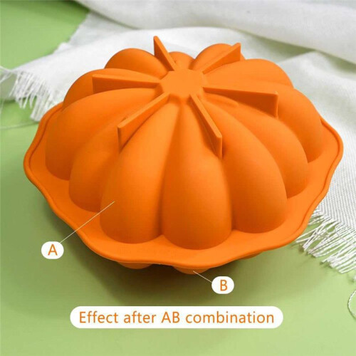 Molde de Mousse em Formato de Abóbora de 7 Polegadas, Forma de Bolo 3D, Forma de Silicone para Assar Bolos, Brownies, Forma de Bolo de Halloween 2