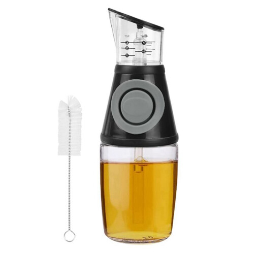 Oliedispenser met Doseerpomp en Maatbeker 250ML met Reinigingsborstel