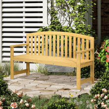 Outsunny 2 Person Garden Bench Wooden Outdoor Furniture with Armrest Orange