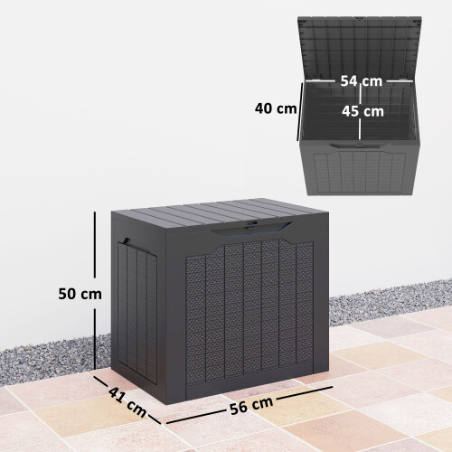Outsunny Outsunny 93L Plastic Garden Storage Box, Storage Container w/ Handles, Black 1