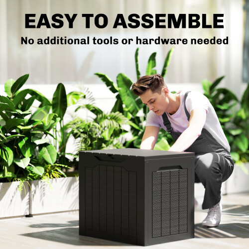 Outsunny Outsunny 93L Plastic Garden Storage Box, Storage Container w/ Handles, Black 2