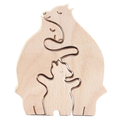 Moderne, Einfache Mutter-Kind-Bärenfamilie, Muttertagsgeschenk, DIY-Holzhandwerksornamente