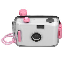 Waterproof 35mm Film Camera for Snorkeling Swimming, Reusable Retro 28mm Lens with Case White Pink