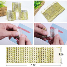 Napkin Rings Set of 100, Disposable Rhinestone Napkin Bands Self Adhesive for Christmas Decorations for Tables Gold