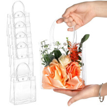 20 Bolsas de Regalo Transparentes con Asa para Regalo de Boda, Bolsas Reutilizables para Regalo de Dulces, Bolsas para Regalo de Navidad, 13 X 15 X 7