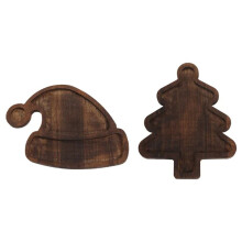 Christmas Tree Tray Cute Home Wooden Fruit Dinner Plate Cake Dessert Plate for Entertaining, Breakfast, Coffee Table