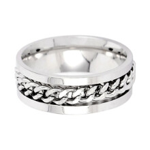 Cool Anti Stress Rotate Freely Chain Rings for Men Stainless Steel Anti Anxiety Relaxing Ring Fidget Spinner D-57mm