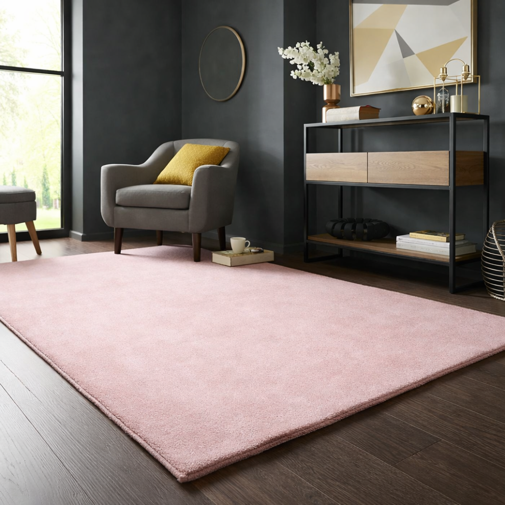 Imperial Rooms (120X170cm (4Ft X 5.6Ft), Light ) Pashmina Shaggy Rug With Memory Foam Non Slip Backing -Extra Soft Fluffy Thick Rug For Living Room And Bedroom Pink