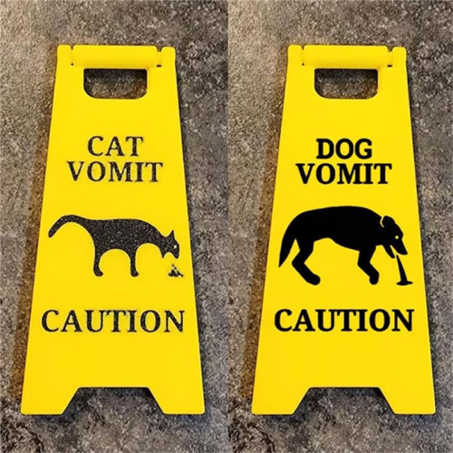 Placa de Vômito de Gato, Placa de Piso Molhado de Vômito de 4 Polegadas, Placa de Aviso de Vômito de Gato, Placa de Decoração de Quintal 2