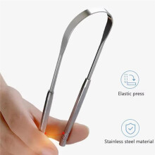 Stainless Steel Tongue Scraper Cleaner Travel Portable Case Breath Cleaner Oral Scraper Cleaning Tool Silver