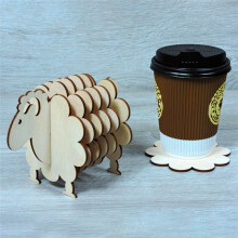 2 Sets Sheep Coaster Set Wooden Sheep Figurines Home Decor