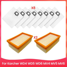 10PCS Filter and Dust Bag for WD4 WD5 WD6 MV4 MV5 MV6 Vacuum Cleaner Accessories Replacement Part
