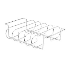 Non-Stick Stainless Steel Rib Rack for Grilling, Holds 4 Rib Racks for Grilling Grill Racks Silver