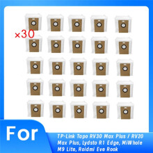 30 Sacs à Poussière pour Tapo RV30 Max / RV20 Max , pour Lydsto R1 , pour MiWhole M9 Lite, pour Eve Rook Sweeper