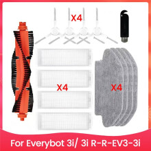 Pièces de Rechange pour Aspirateur Everybot 3i/3i RR-EV3-3i: Rouleau, Brosse Latérale, Filtre, Chiffon de Nettoyage