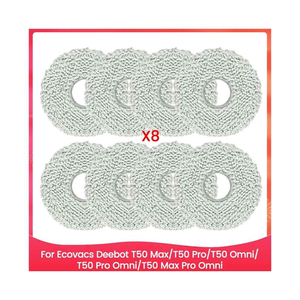 For Deebot T50 Max/T50 Pro/T50 Omni/T50 Pro Omni/T50 Max Pro Omni Spare Parts Reusable Washable Mop Pads 8Pcs 4712439097297