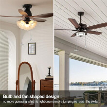 2sets Ceiling Fan Pull Chain Ornaments,Fan Pulls Extension Chains Set, Decorative Metal Light Bulb and Fan Cord