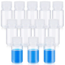 12 Stuks Pillenflesjes, Monsterflesjes, Brede Hals, Reagensflesjes van Kunststof met Schroefdoppen, Monstercontainers van 2 Oz 60 Ml
