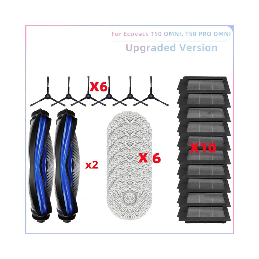 For  T50 PRO OMNI T50 OMNI Vacuum Parts Main Roller Side Brush HEPA Filter Mop Cloth Dust Bag