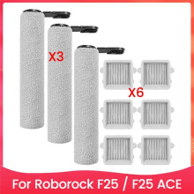 Ersatzzubehör-Set für F25 / F25 ACE Staubsauger, Inklusive 3 Bürstenrollen und 6 Filtern