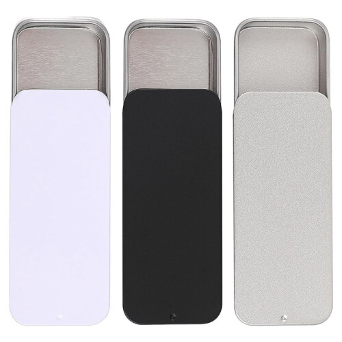 3 PCS Metal Slide Top Tin Containers, 3.14 X 1.33 X 0.47 Inches Portable Tins Container, Rectangular Empty Containers