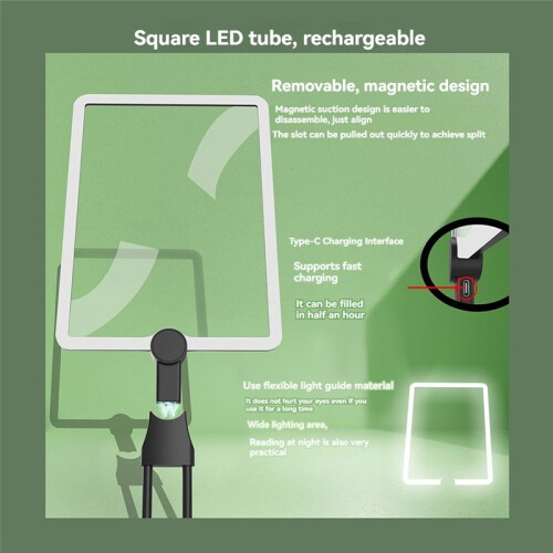 Neck Handheld Desktop Large Lens Magnifier with 50 LED Lights Multi-Purpose Portable HD Magnifier Elderly Reading 1