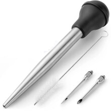Turkey Baster for Cooking Food Grade Metal Turkey Baster Syringe Meat BBQ Condiment Tube with Detachable Needlesand