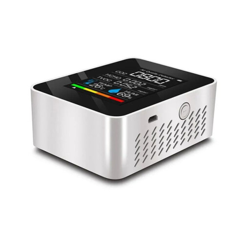 Monitor de Qualidade Do Ar 5 em 1, Detector de Temperatura e Umidade com Display LCD, Sensor de Qualidade Do Ar Interno, Branco 1