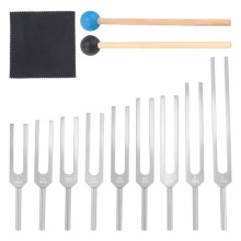 Conjunto de Diapasões 9 Peças 174/285/396/417/528/639/741/852/963Hz Diapasão, Conjunto de Ferramentas de Cura Sonora para Cura de Chakra Prata