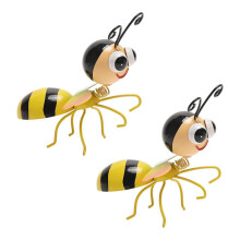 Insect Metal Wall Art, 3D Bee Metal Wall Sculpture, Hanging Outdoor Wall Decor Fence Decoration for Garden Set of 2