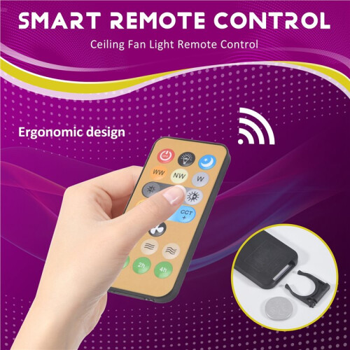 5pcs Wireless Switches, 3-Speed Timing Remote Control, for E27 Ceiling Fan Light, 1-4h Timing Remote Control 2