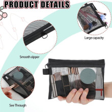 4pcs Mesh Zipper Bags,Mesh Zipper Pouch Small Zipper Bags Nylon Zipper Pouch Mesh Makeup Bag for Home Office