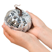 Silver Mirror Disco , Pumpkin Shape Disco , Suitable for DJ Club Party, Halloween Reflective Pumpkin 10cm